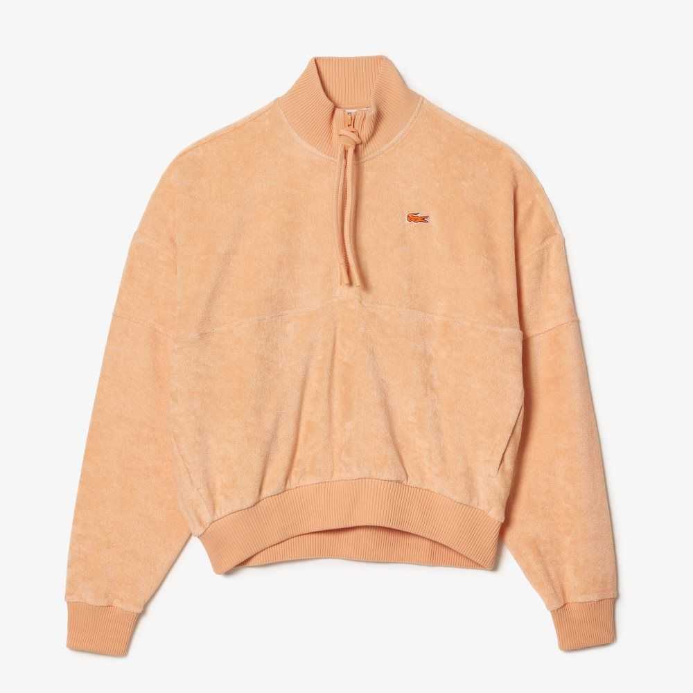 Lacoste High-Neck Terry Cloth Half Zip Naranjas Claro | 7892-QBJWI