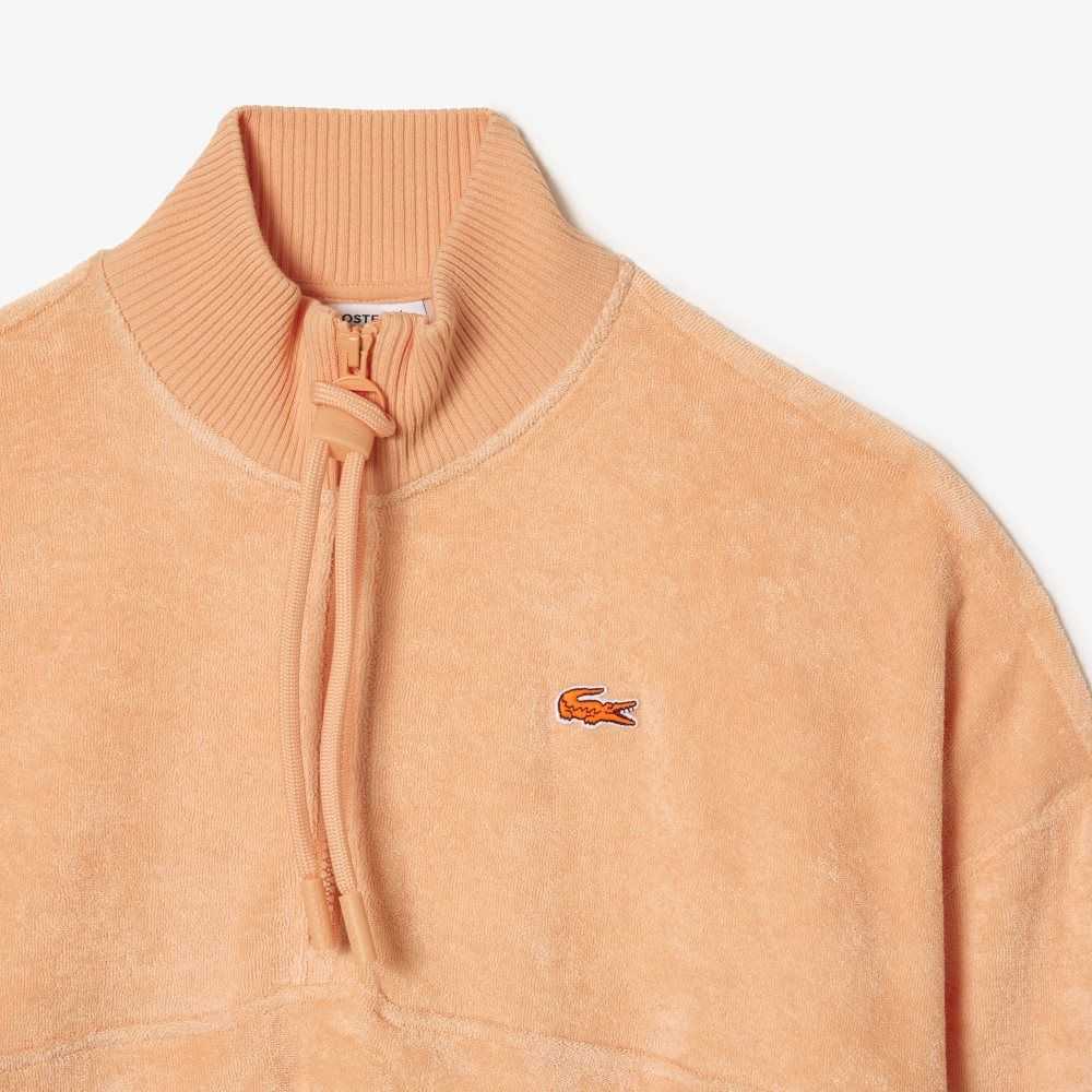 Lacoste High-Neck Terry Cloth Half Zip Naranjas Claro | 7892-QBJWI