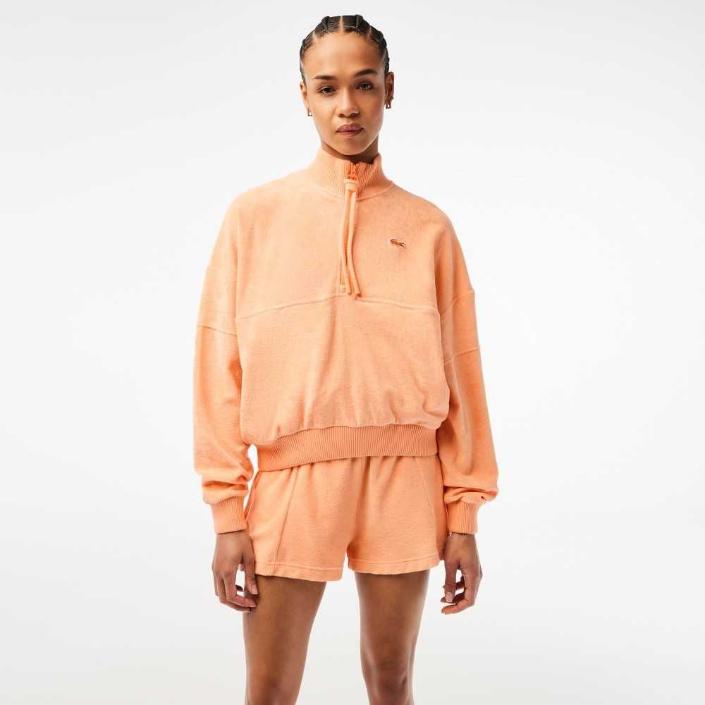 Lacoste High-Neck Terry Cloth Half Zip Naranjas Claro | 7892-QBJWI