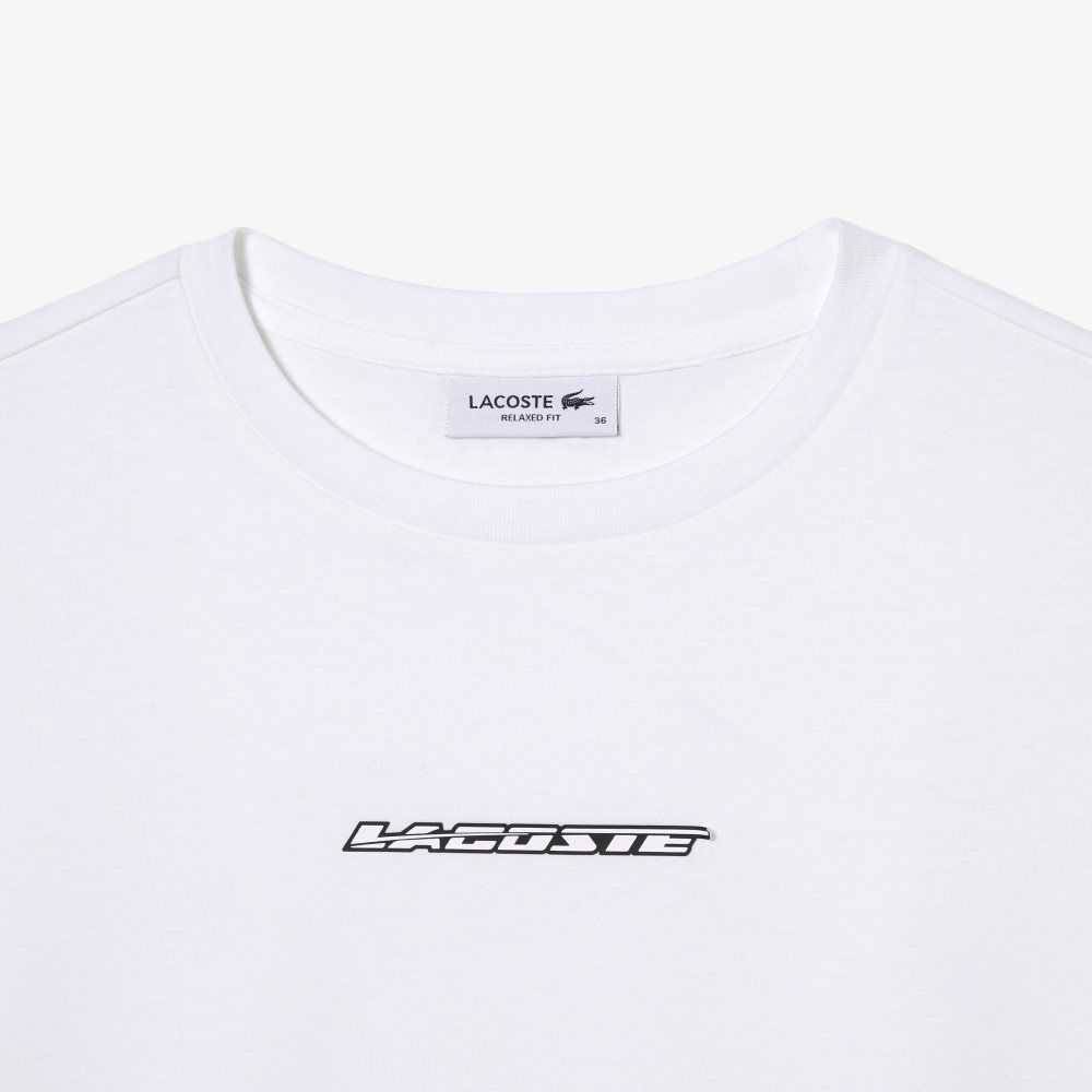 Lacoste Jersey Contrast Print T-Shirt Blancas | 6710-YRELH