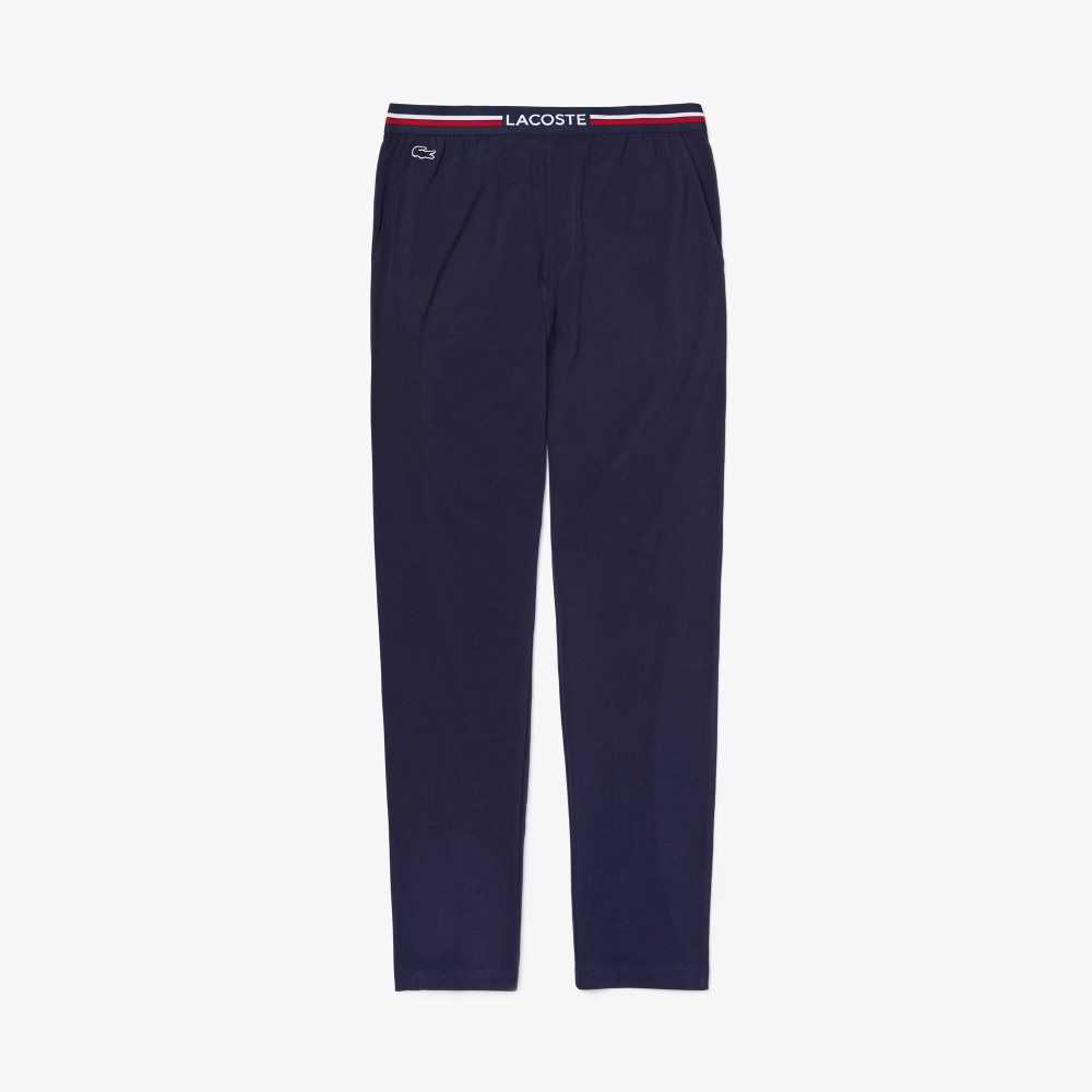 Lacoste Jersey Three-Tone Waistband Pajama Pants Azul Marino Azules | 3012-VMQXP