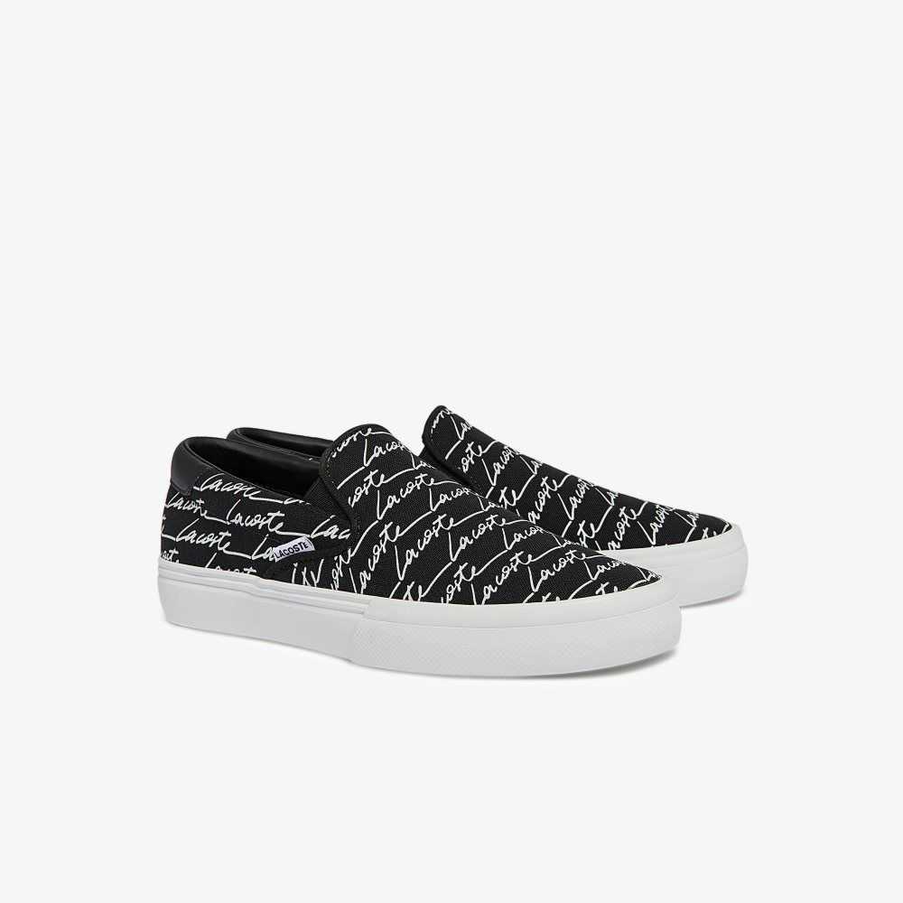 Lacoste Jump Serve Lona Print Slip-On Negras | 5176-RUXKI