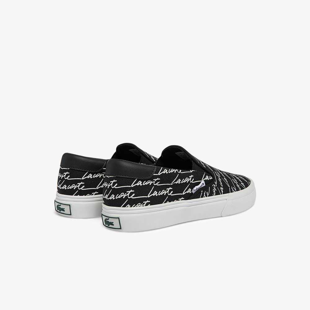 Lacoste Jump Serve Lona Print Slip-On Negras | 5176-RUXKI