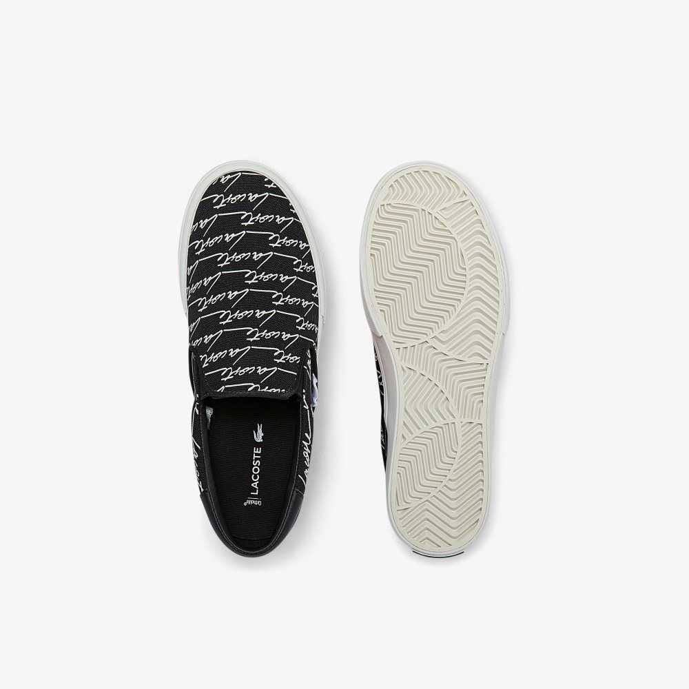 Lacoste Jump Serve Lona Print Slip-On Negras | 5176-RUXKI