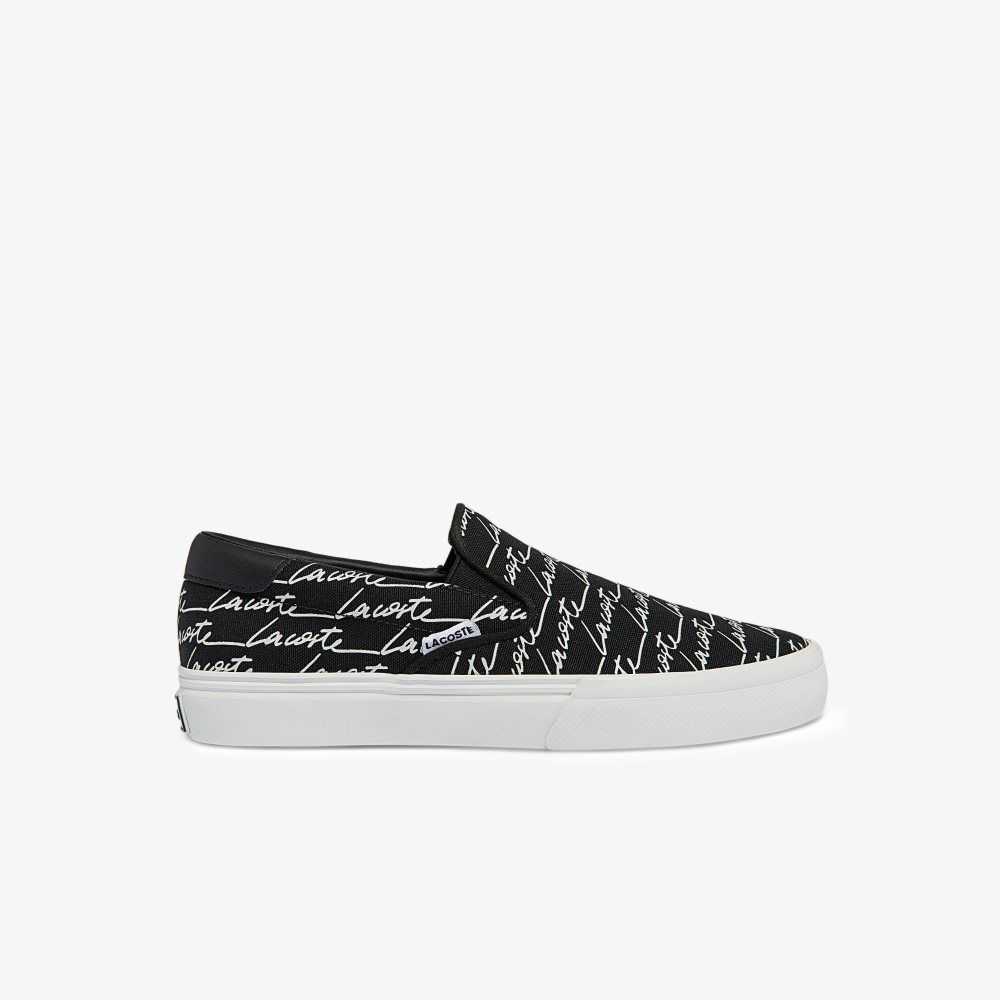 Lacoste Jump Serve Lona Print Slip-On Negras | 5176-RUXKI