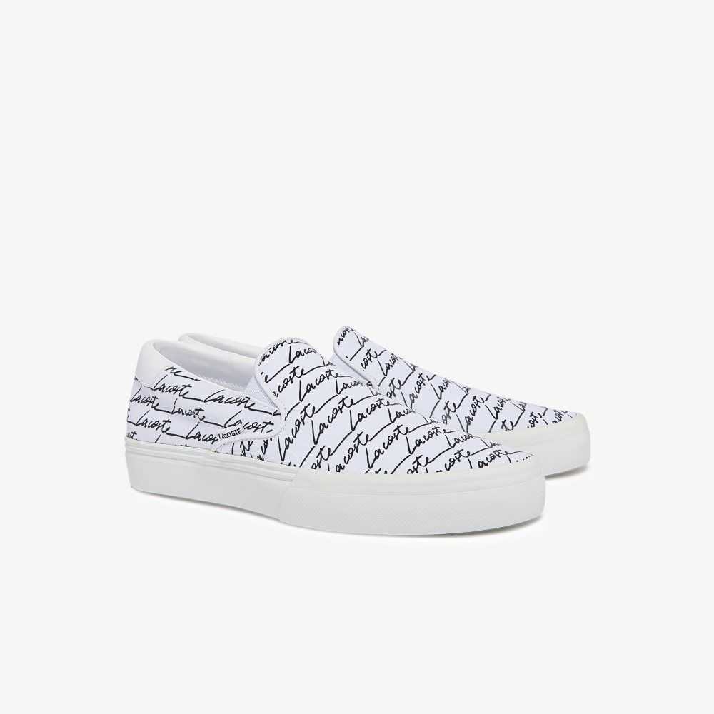 Lacoste Jump Serve Lona Printed Slip-On Blancas Negras | 2571-ORKLV