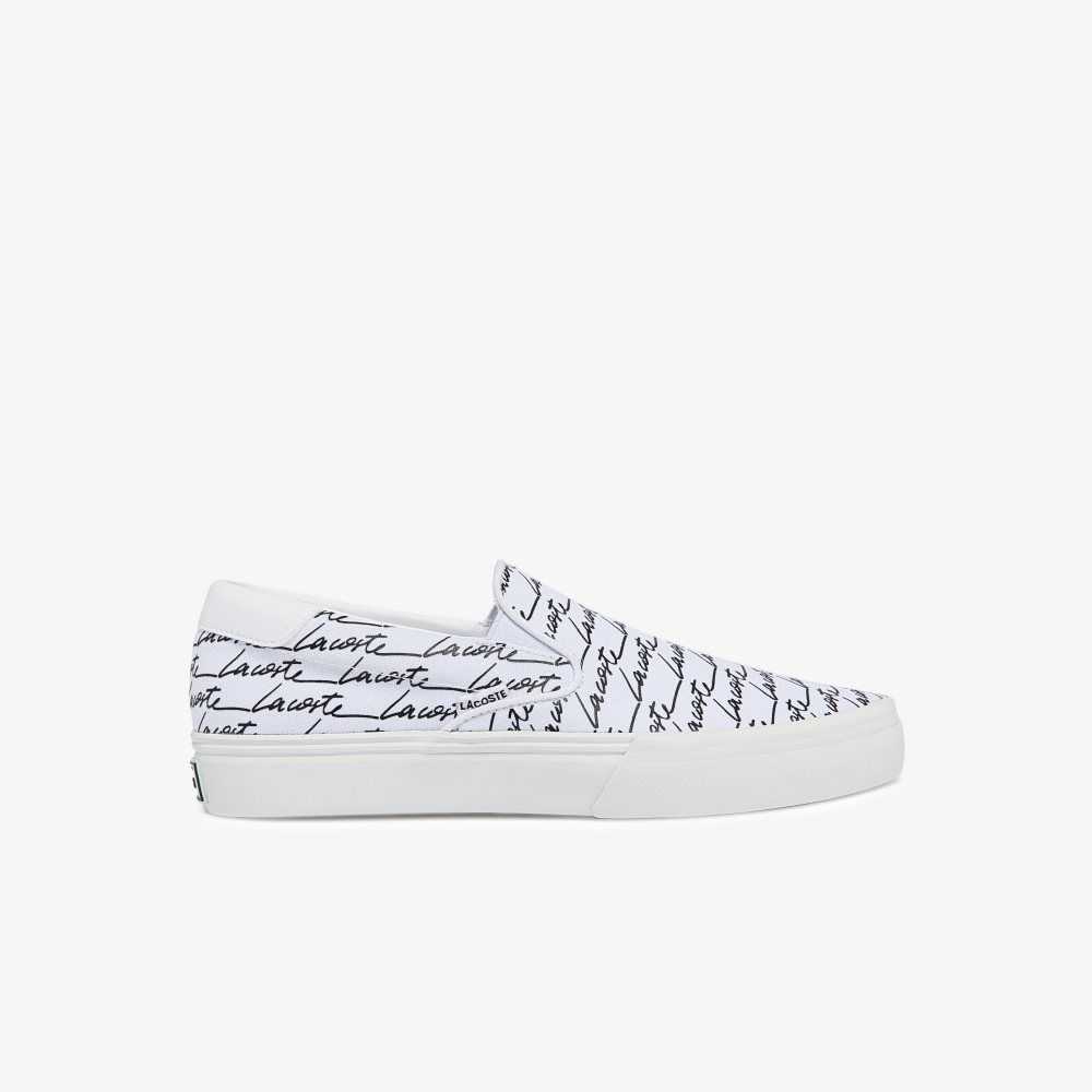 Lacoste Jump Serve Lona Printed Slip-On Blancas Negras | 2571-ORKLV