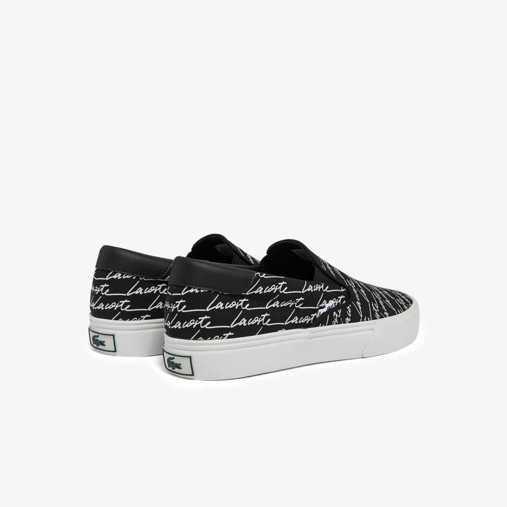 Lacoste Jump Serve Lona Slip-On Negras Blancas | 7913-AMGUC