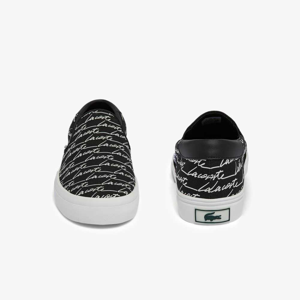 Lacoste Jump Serve Lona Slip-On Negras Blancas | 7913-AMGUC