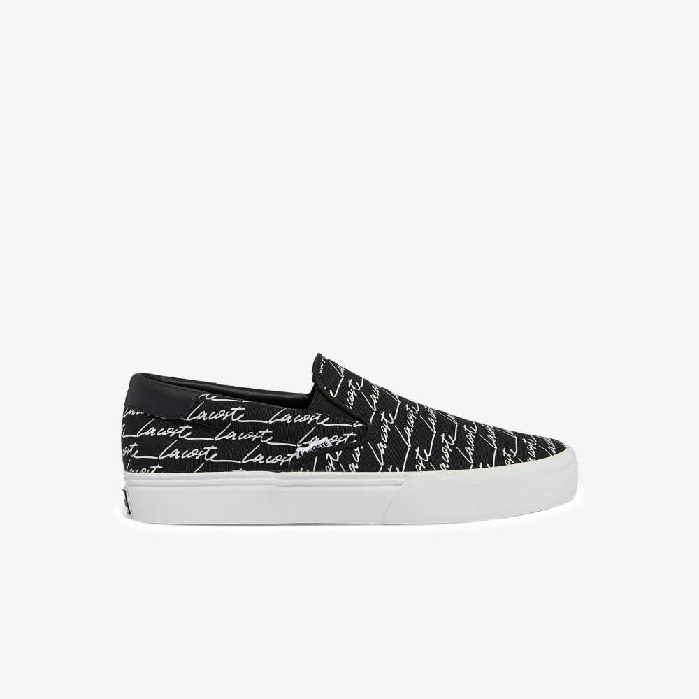 Lacoste Jump Serve Lona Slip-On Negras Blancas | 7913-AMGUC