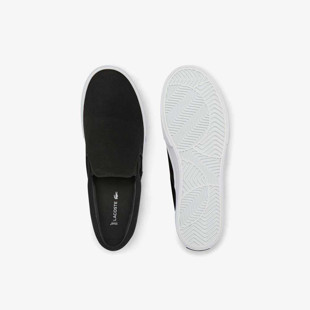 Lacoste Jump Serve Lona Slip-On Negras Blancas | 8162-LKHMD