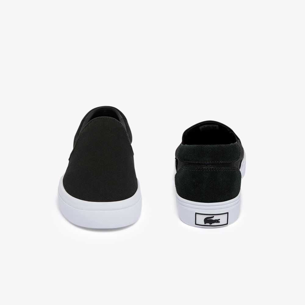 Lacoste Jump Serve Lona Slip-On Negras Blancas | 8162-LKHMD