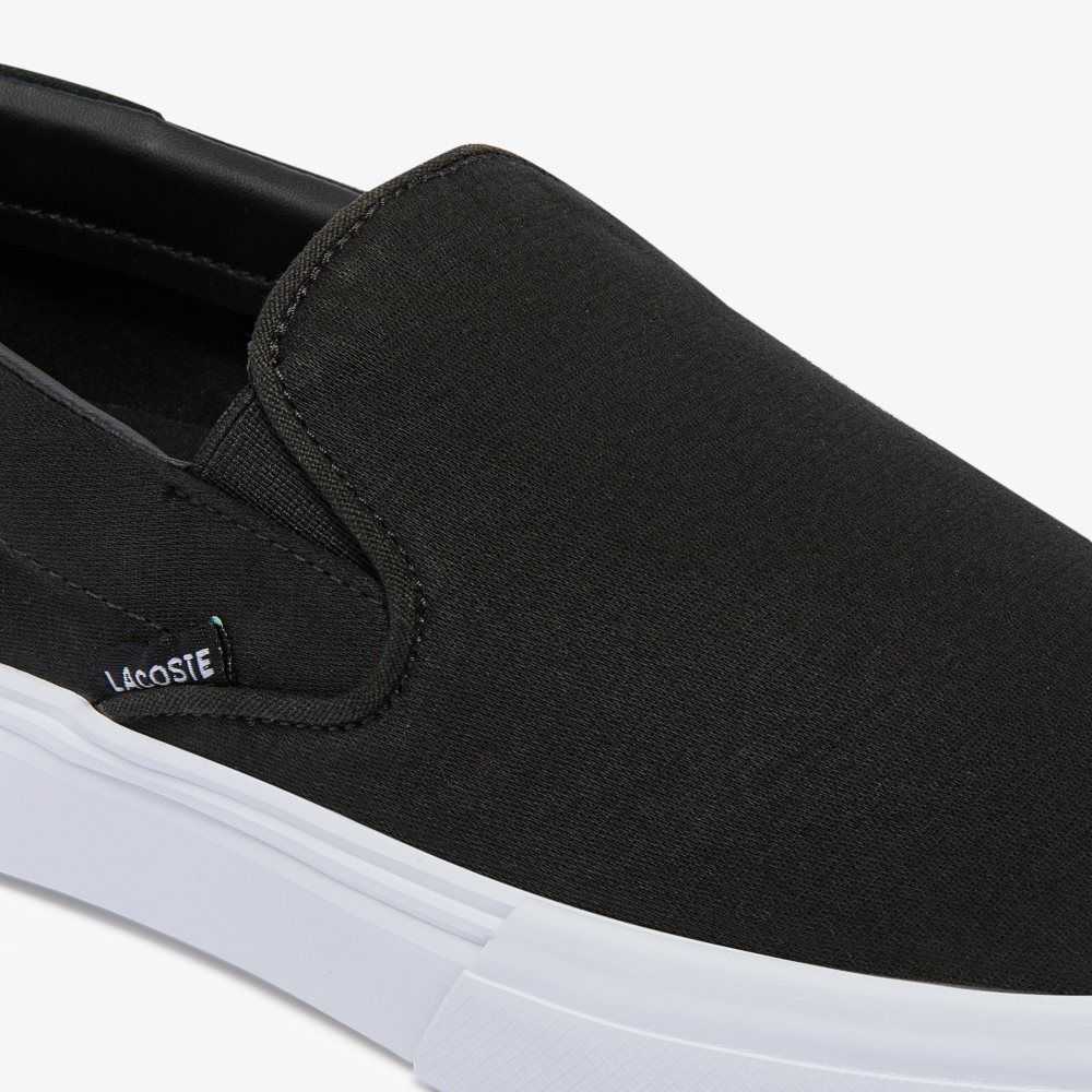 Lacoste Jump Serve Lona Slip-On Negras Blancas | 8162-LKHMD