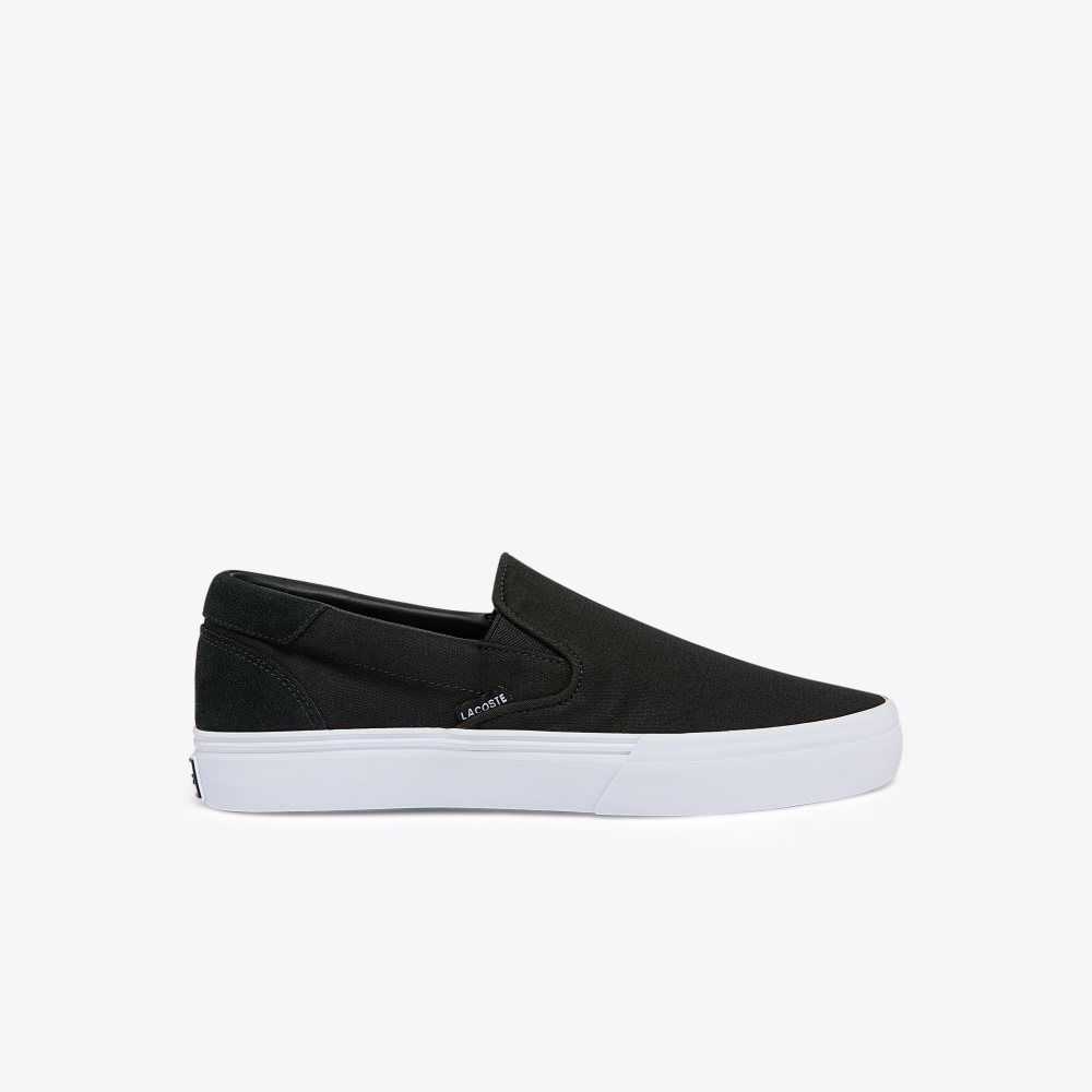 Lacoste Jump Serve Lona Slip-On Negras Blancas | 8162-LKHMD