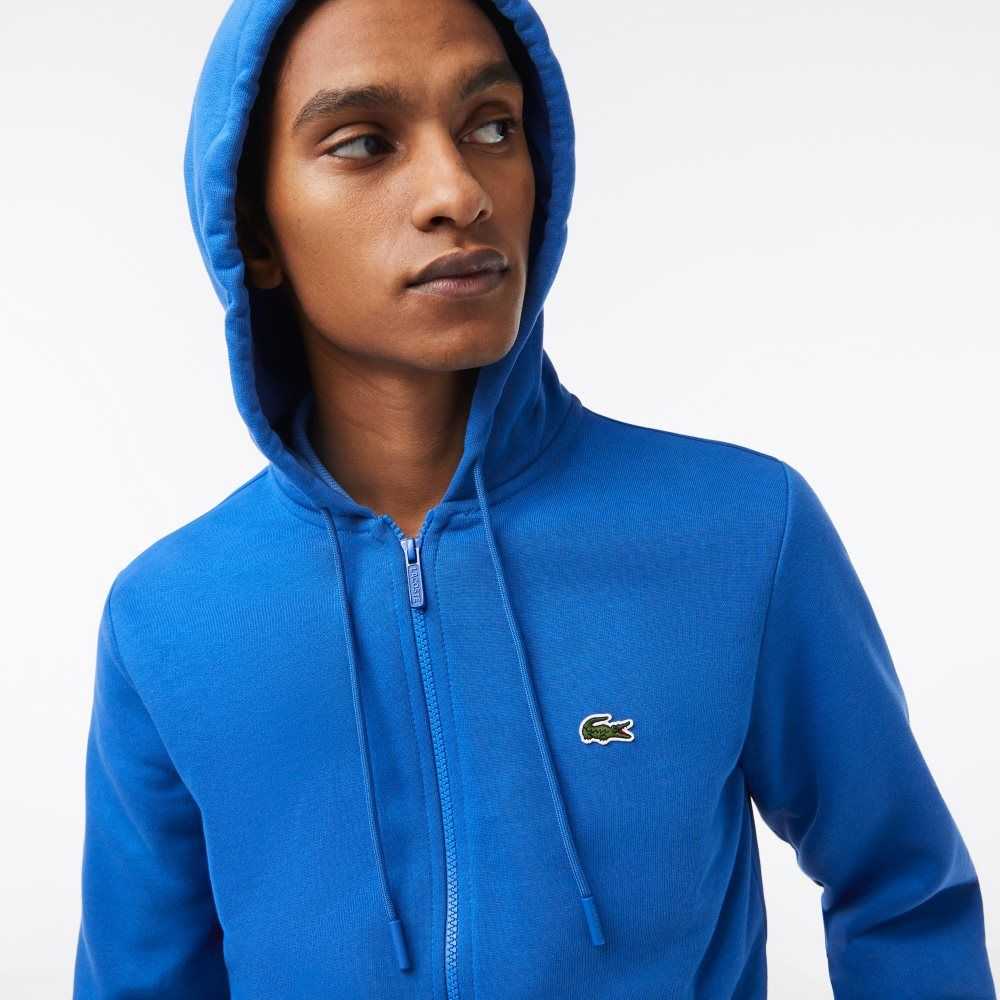 Lacoste Kangaroo Pocket Fleece Zipped Azules | 0476-SZFQC