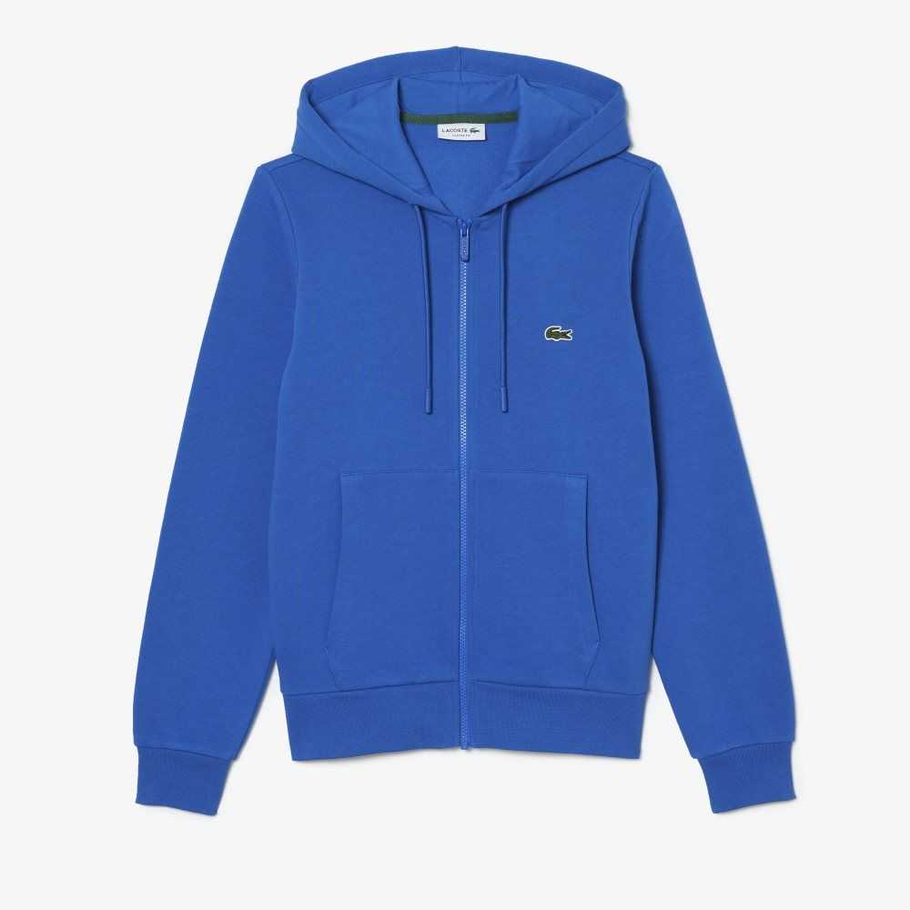 Lacoste Kangaroo Pocket Fleece Zipped Azules | 0476-SZFQC