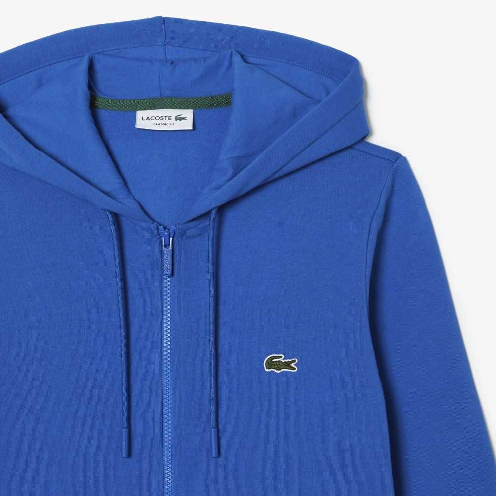 Lacoste Kangaroo Pocket Fleece Zipped Azules | 0476-SZFQC