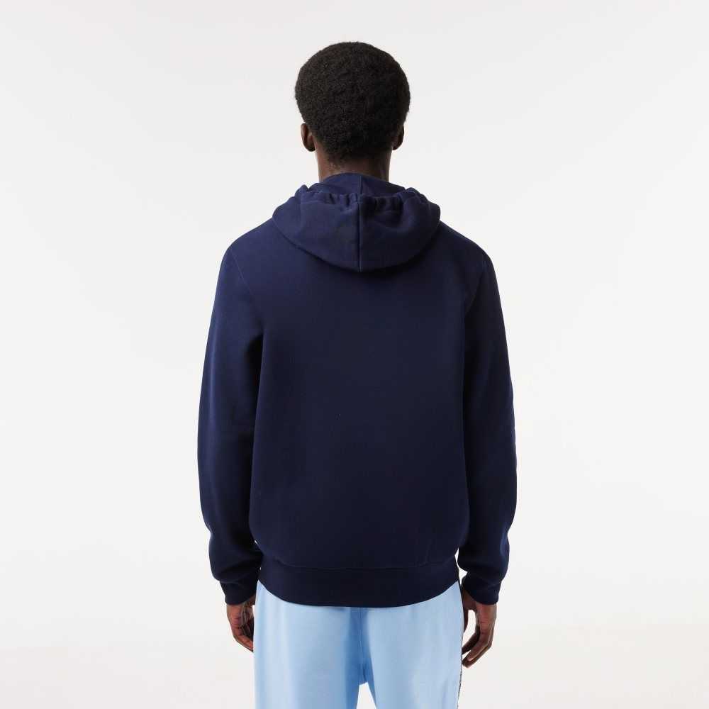 Lacoste Kangaroo Pocket Fleece Zipped Azul Marino Azules | 1043-HUYXT