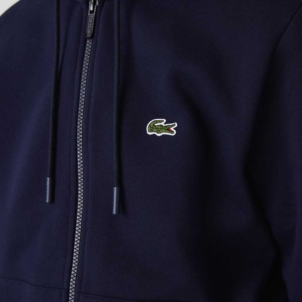 Lacoste Kangaroo Pocket Fleece Zipped Azul Marino Azules | 1043-HUYXT