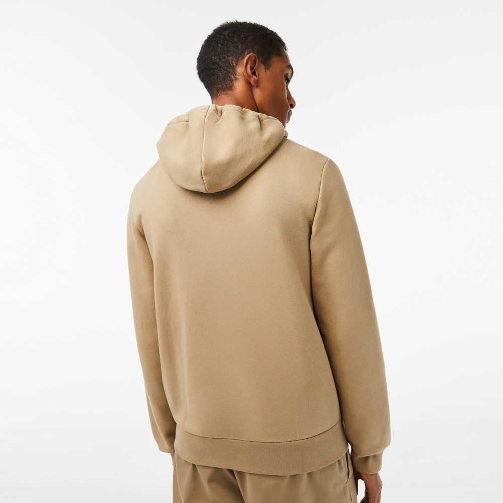 Lacoste Kangaroo Pocket Fleece Zipped Beige | 2501-RGCBI