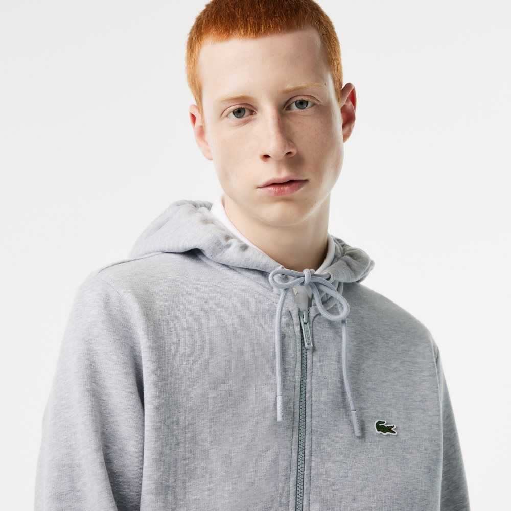 Lacoste Kangaroo Pocket Fleece Zipped Gris | 2364-TZBYX