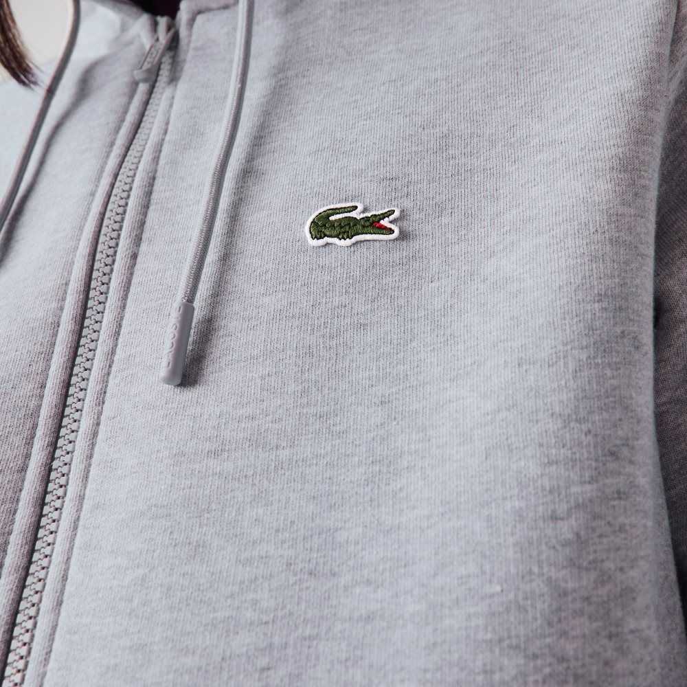 Lacoste Kangaroo Pocket Fleece Zipped Gris | 2364-TZBYX