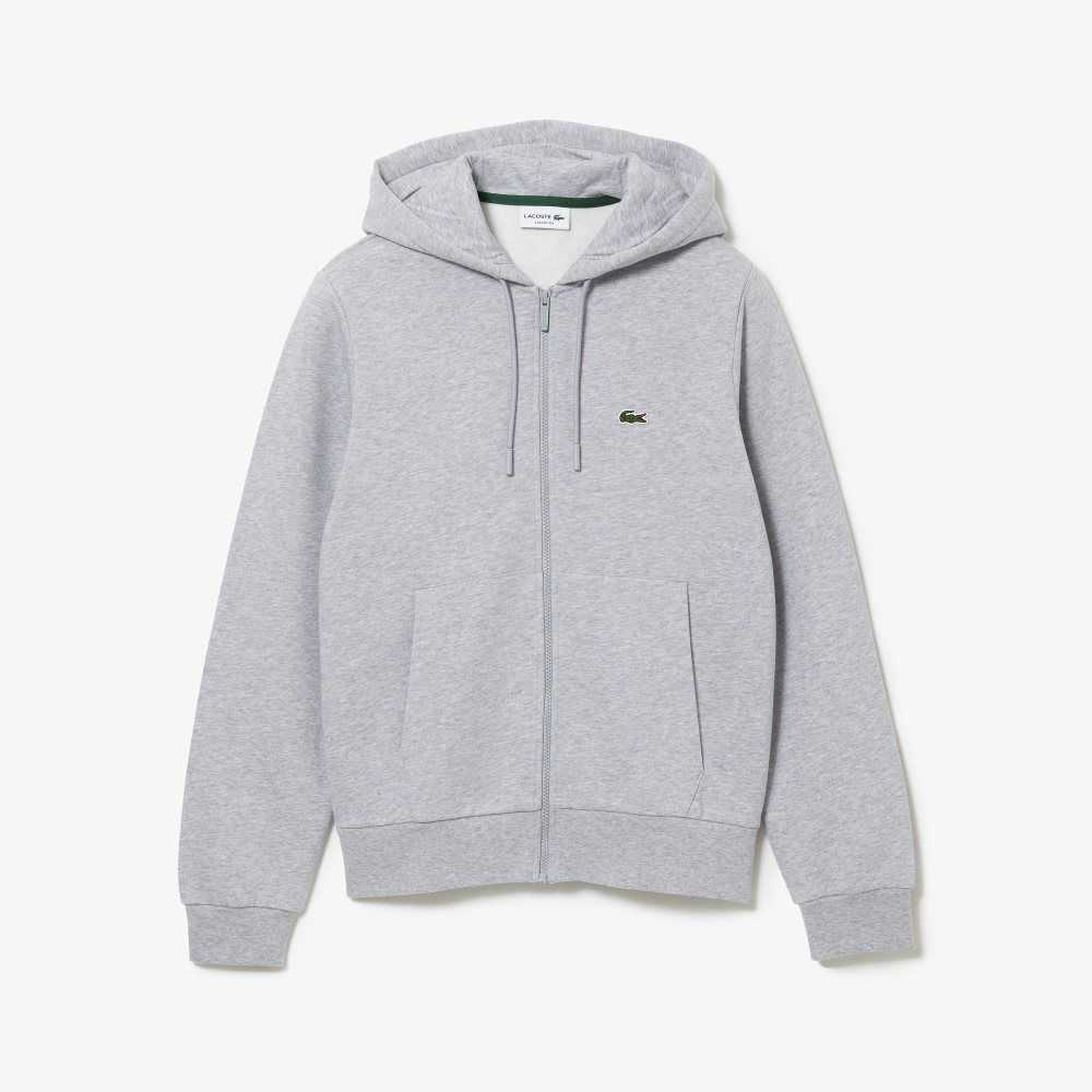 Lacoste Kangaroo Pocket Fleece Zipped Gris | 2364-TZBYX