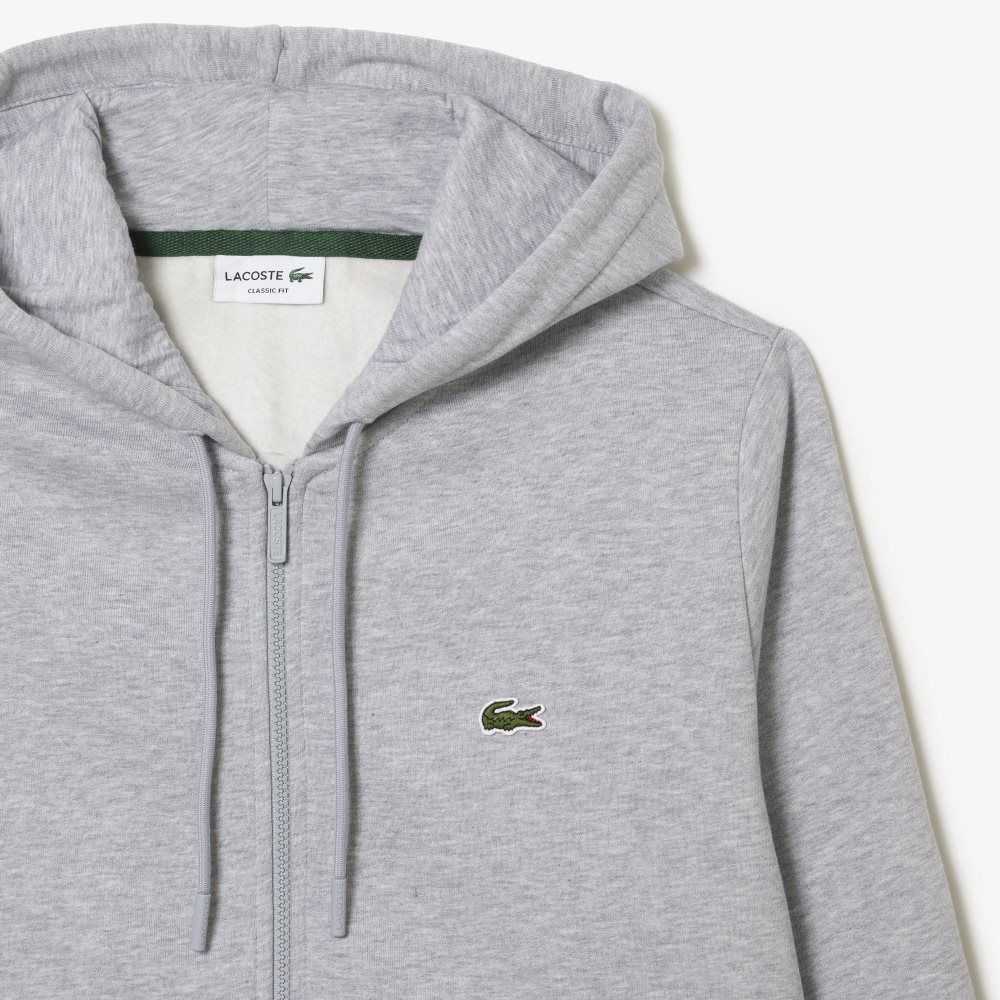 Lacoste Kangaroo Pocket Fleece Zipped Gris | 2364-TZBYX