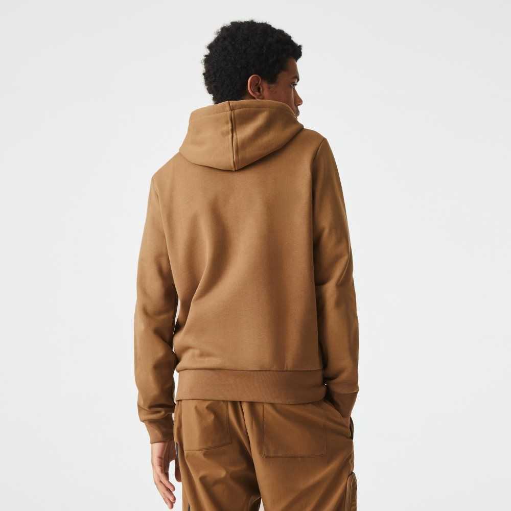 Lacoste Kangaroo Pocket Fleece Zipped Marrones | 8975-WJMDB