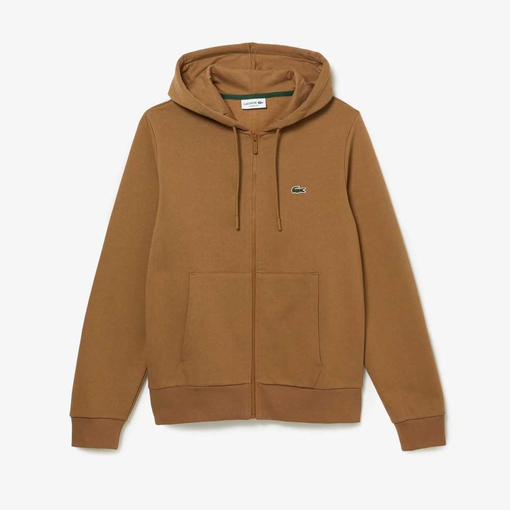 Lacoste Kangaroo Pocket Fleece Zipped Marrones | 8975-WJMDB