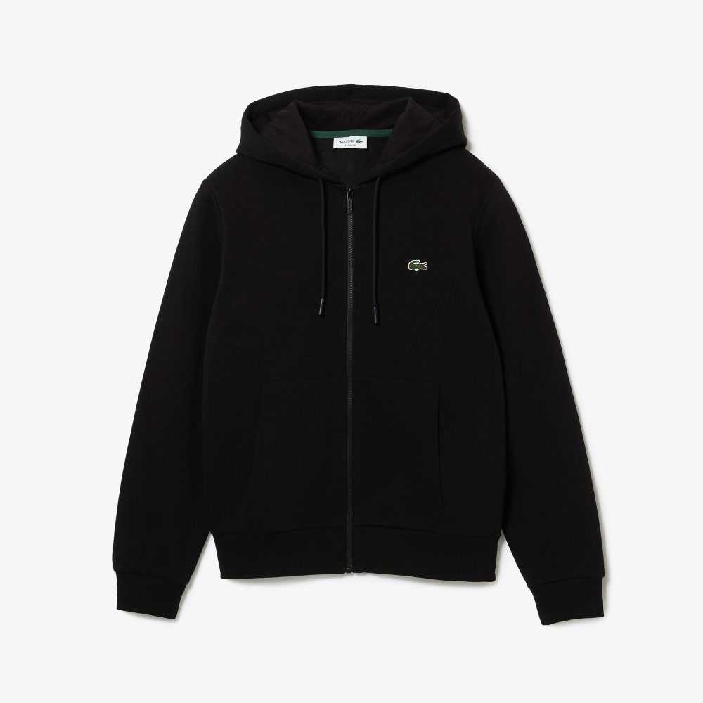 Lacoste Kangaroo Pocket Fleece Zipped Negras | 3270-HUINW