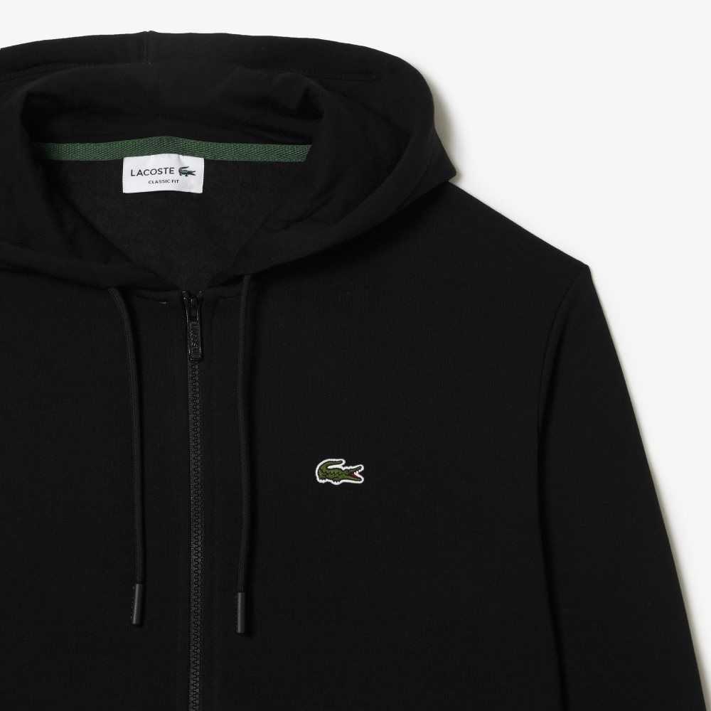 Lacoste Kangaroo Pocket Fleece Zipped Negras | 3270-HUINW