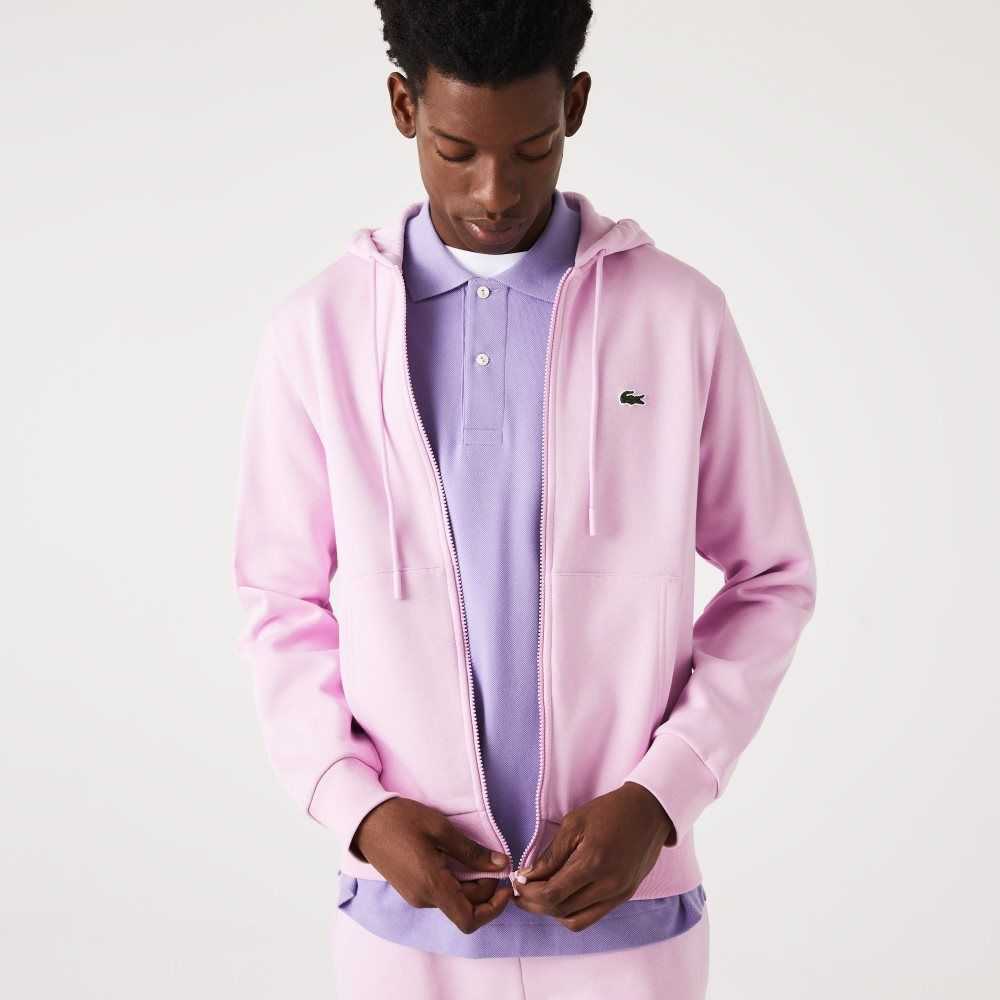 Lacoste Kangaroo Pocket Fleece Zipped Rosas | 7392-ZGBNF