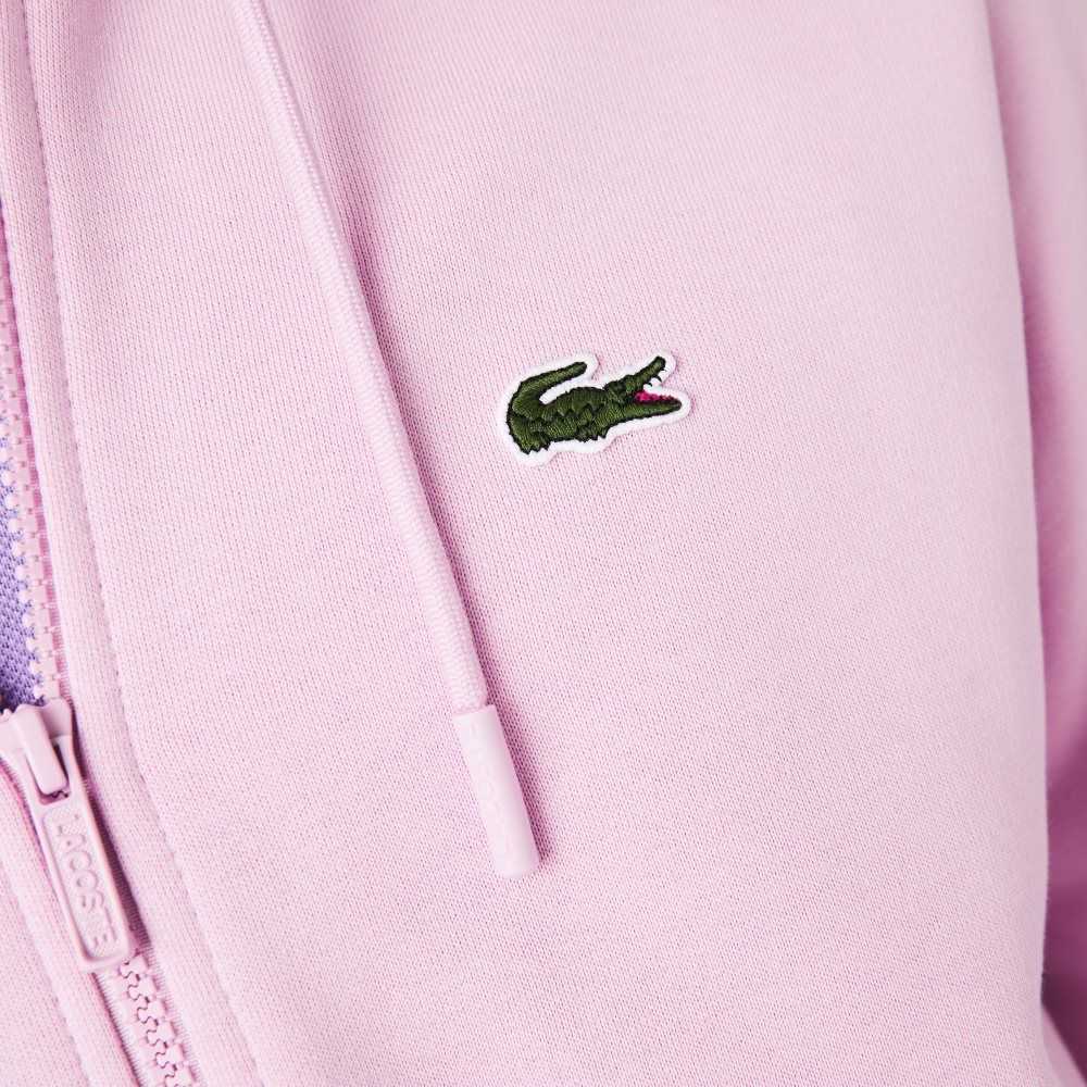 Lacoste Kangaroo Pocket Fleece Zipped Rosas | 7392-ZGBNF