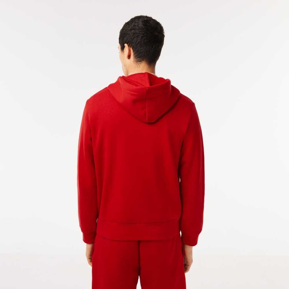 Lacoste Kangaroo Pocket Fleece Zipped Rojas | 8624-KIFDX