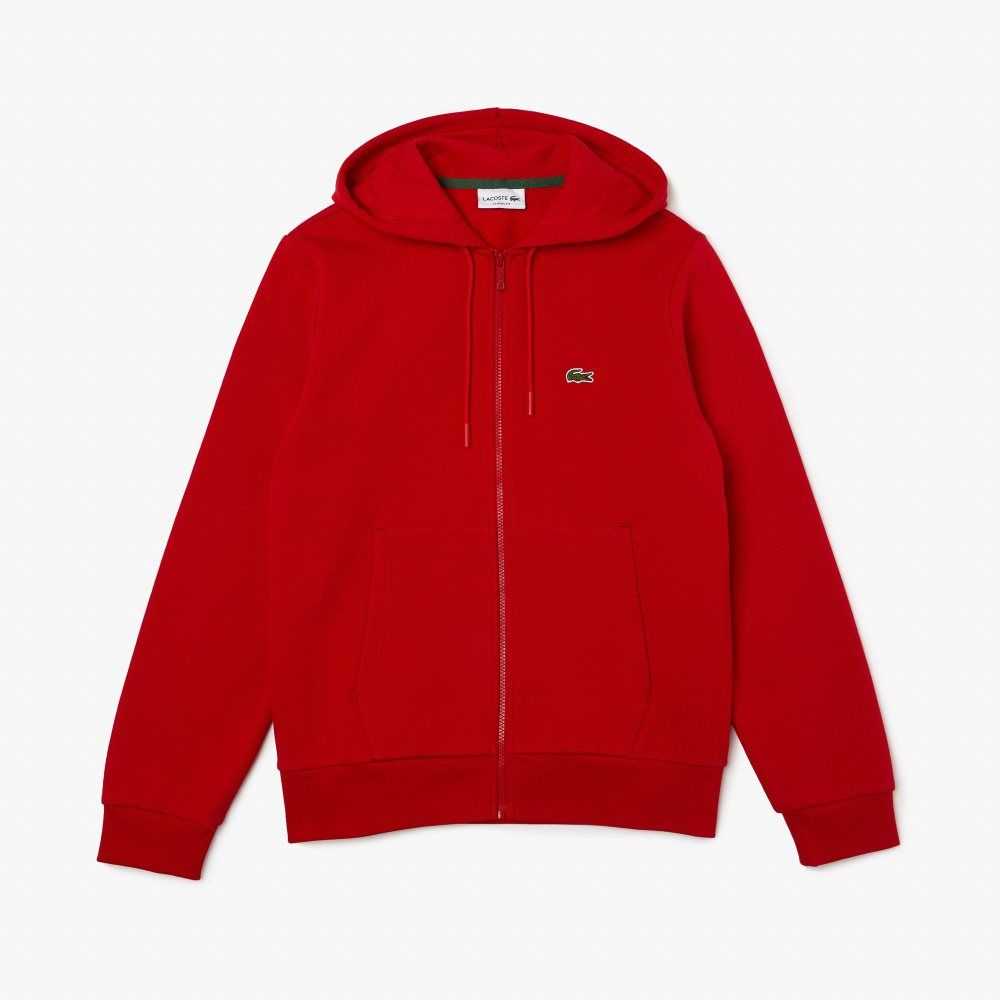 Lacoste Kangaroo Pocket Fleece Zipped Rojas | 8624-KIFDX