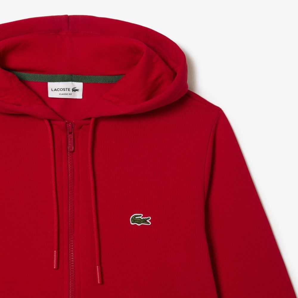 Lacoste Kangaroo Pocket Fleece Zipped Rojas | 8624-KIFDX