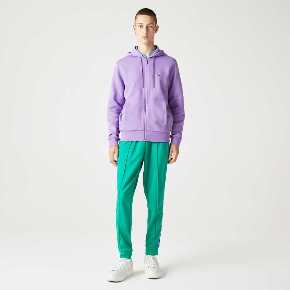 Lacoste Kangaroo Pocket Fleece Zipped Sweatshirt Moradas | 3895-YDWQT