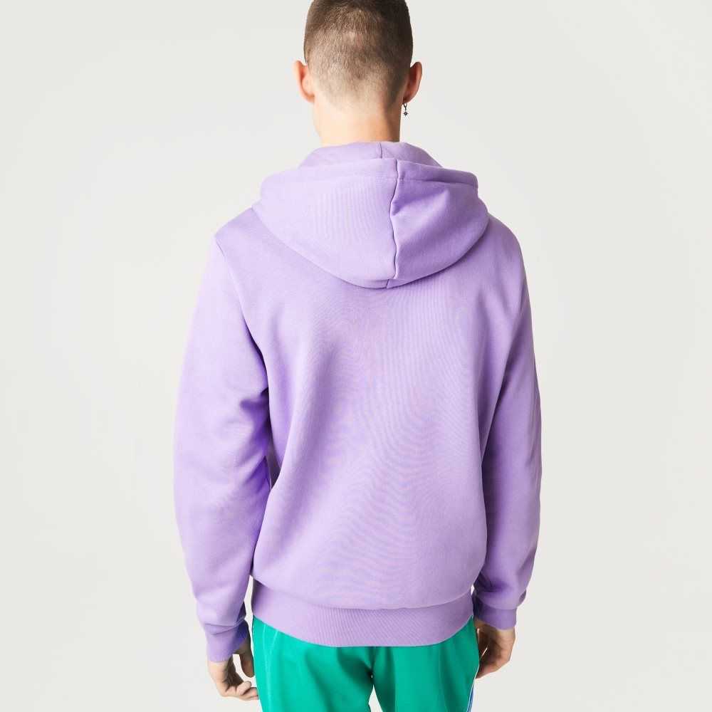 Lacoste Kangaroo Pocket Fleece Zipped Sweatshirt Moradas | 3895-YDWQT