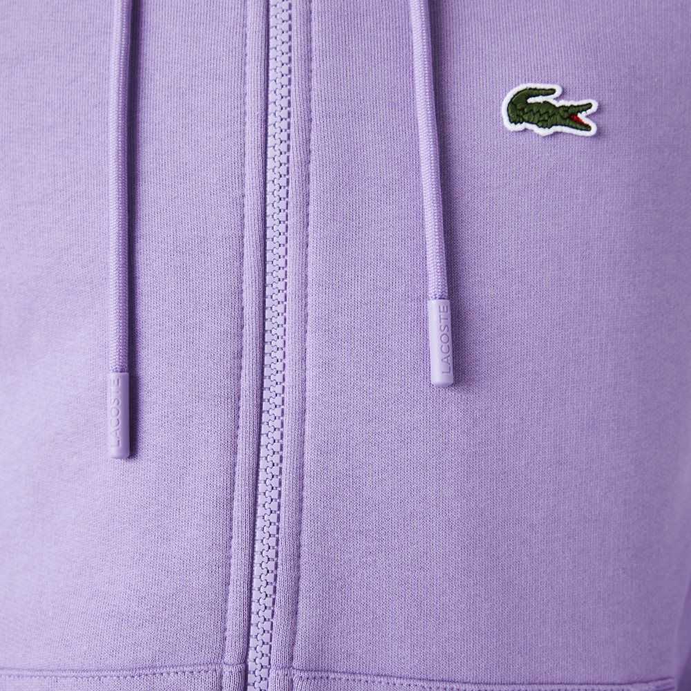 Lacoste Kangaroo Pocket Fleece Zipped Sweatshirt Moradas | 3895-YDWQT