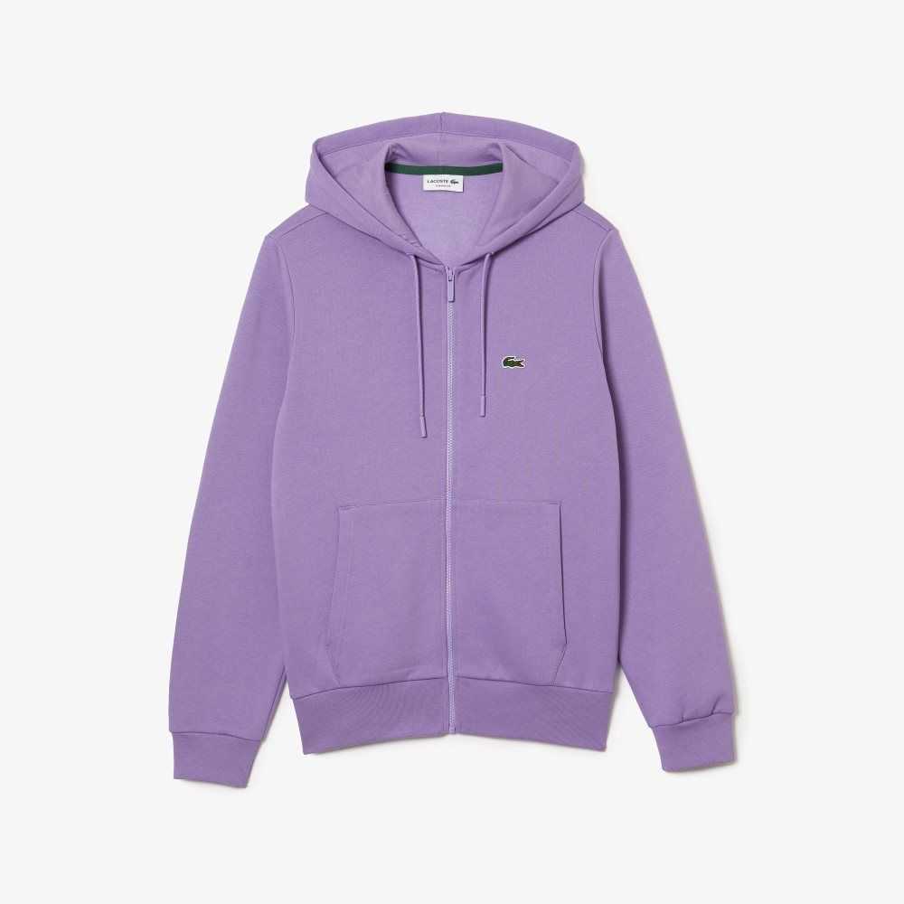 Lacoste Kangaroo Pocket Fleece Zipped Sweatshirt Moradas | 3895-YDWQT