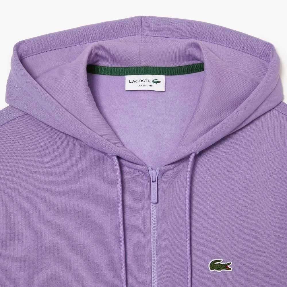 Lacoste Kangaroo Pocket Fleece Zipped Sweatshirt Moradas | 3895-YDWQT