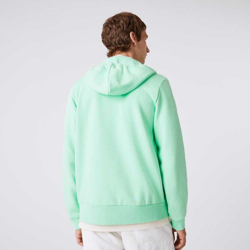 Lacoste Kangaroo Pocket Fleece Zipped Sweatshirt Verde Claro | 6807-GVRBK