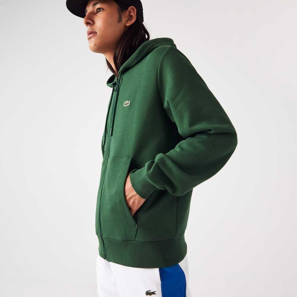 Lacoste Kangaroo Pocket Fleece Zipped Verde | 7843-UMZYX