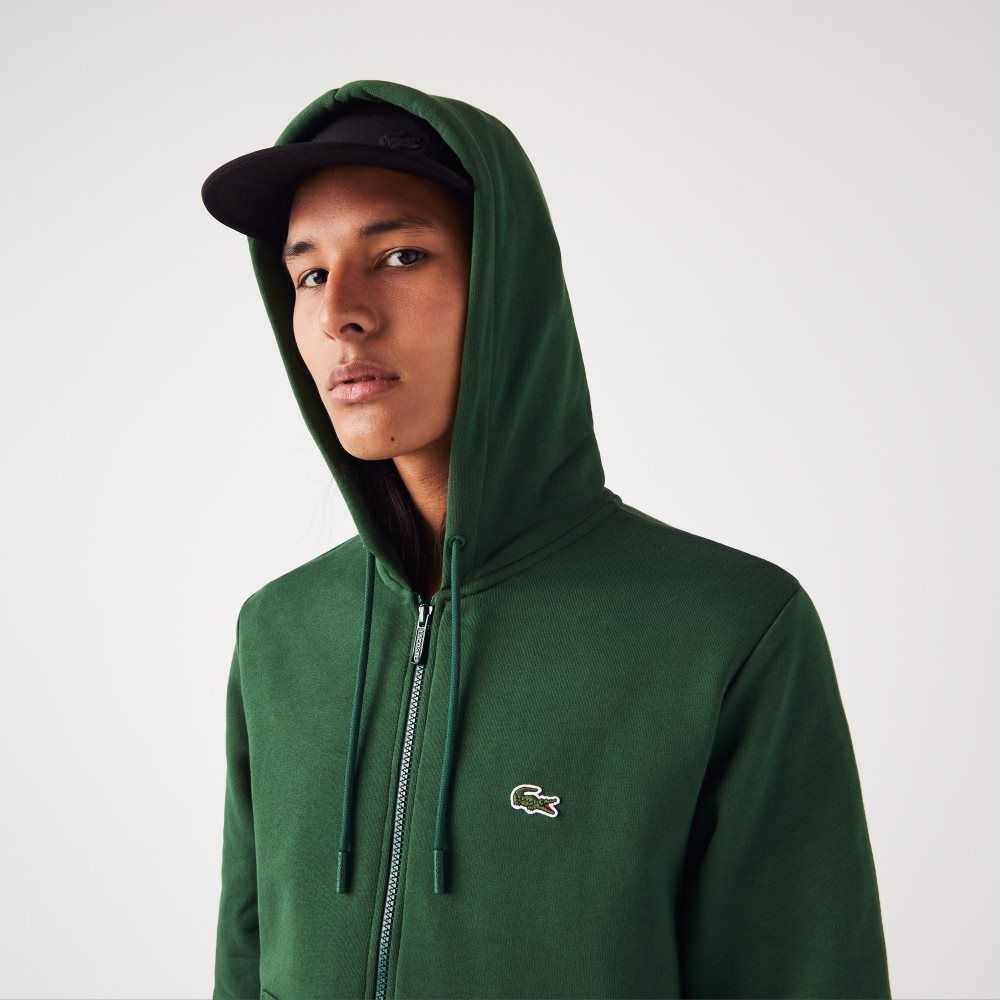 Lacoste Kangaroo Pocket Fleece Zipped Verde | 7843-UMZYX