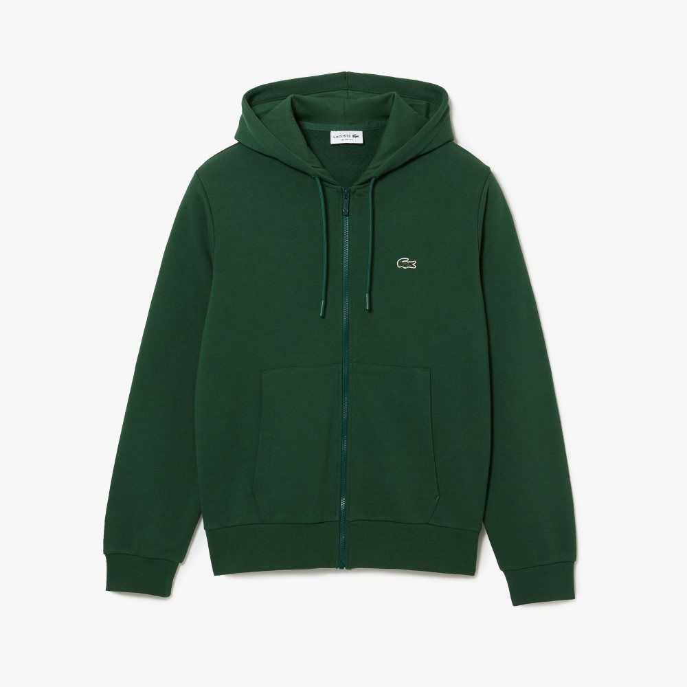 Lacoste Kangaroo Pocket Fleece Zipped Verde | 7843-UMZYX