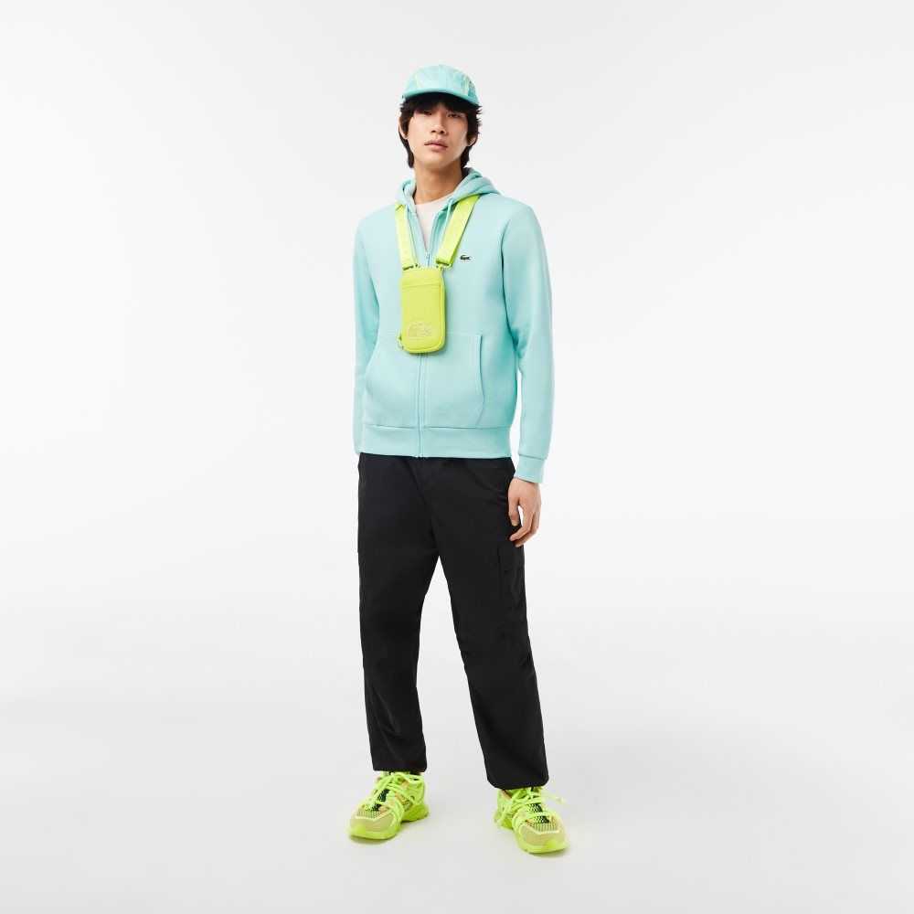 Lacoste Kangaroo Pocket Fleece Zipped Verde Menta | 8034-LQEZX