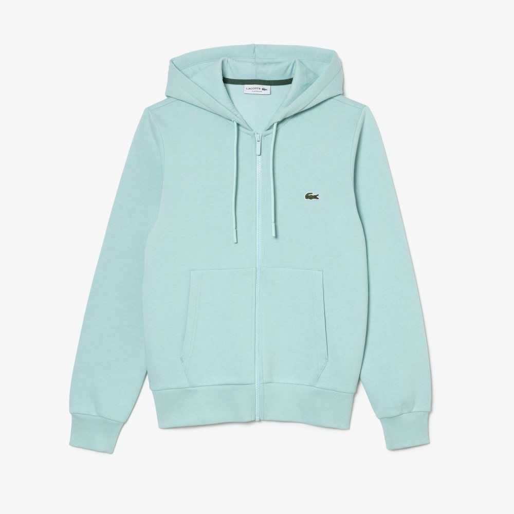 Lacoste Kangaroo Pocket Fleece Zipped Verde Menta | 8034-LQEZX