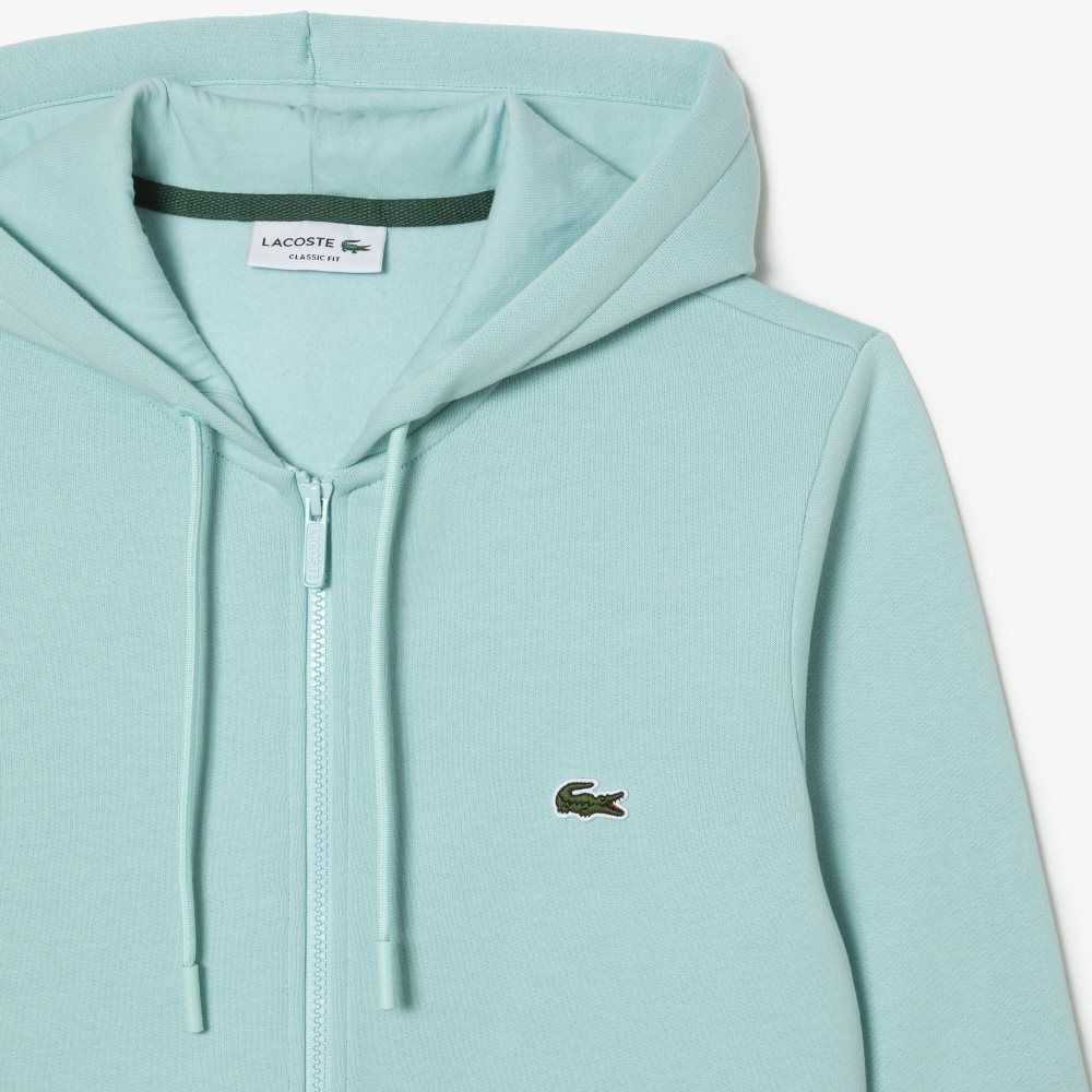 Lacoste Kangaroo Pocket Fleece Zipped Verde Menta | 8034-LQEZX