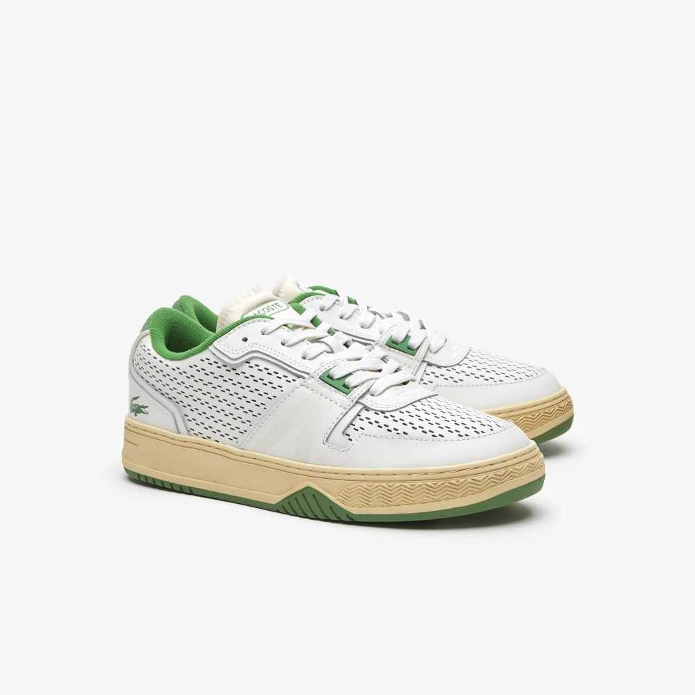 Lacoste L001 Cuero Heel Pop Blancas Verde | 8524-YFAIE